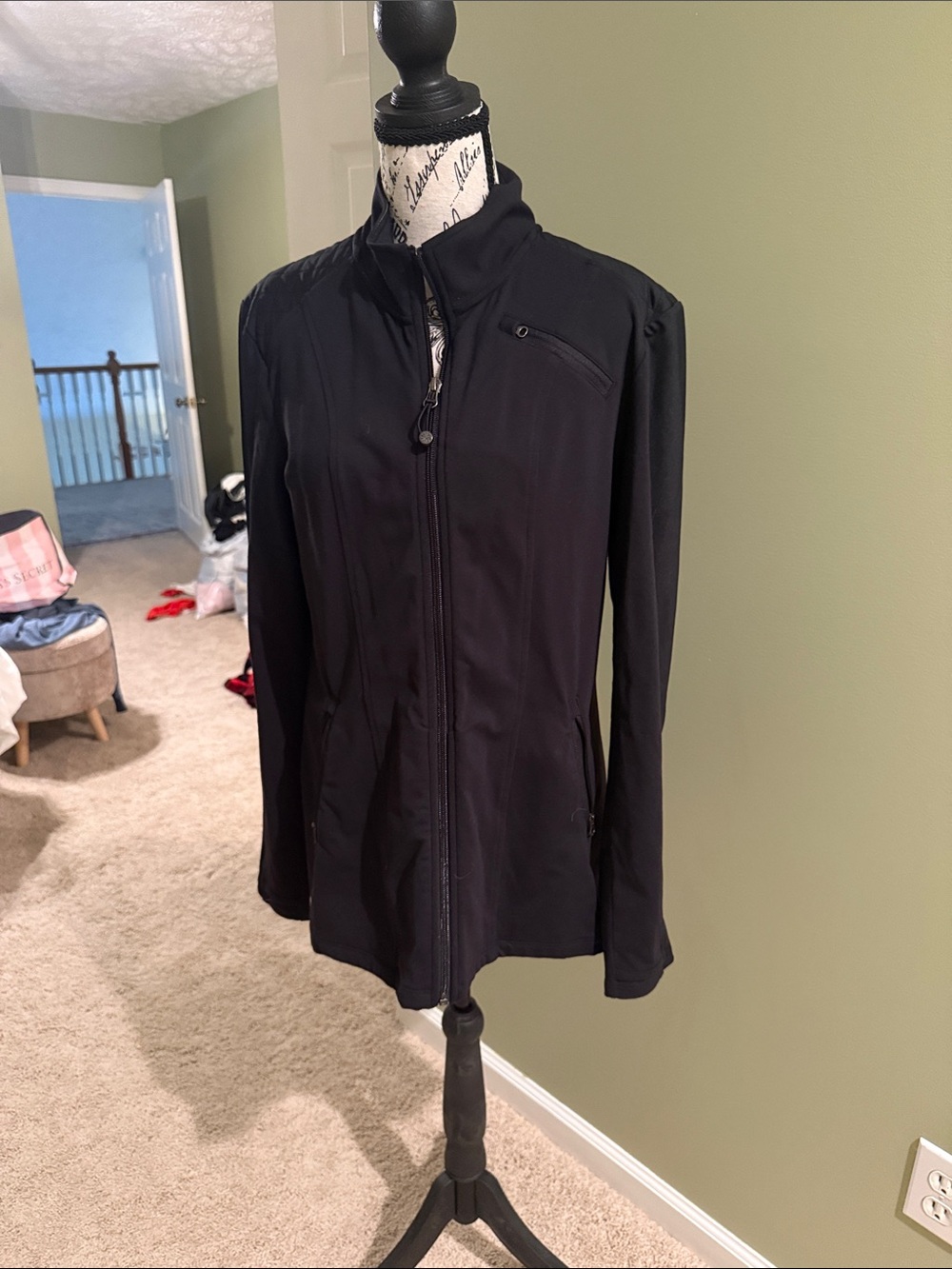 Athleta Black Full-Zip Lightweight Utility Jacket